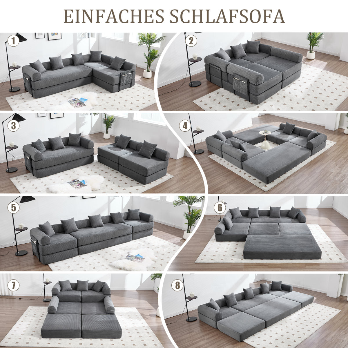Cosy Family Sofa With Storage Space & Modular Function  Vacuum-packed For Effortless Assembly, Freely Combinable Modules And Pet-friendly. Perfect For Relaxing Moments. Dark Grey