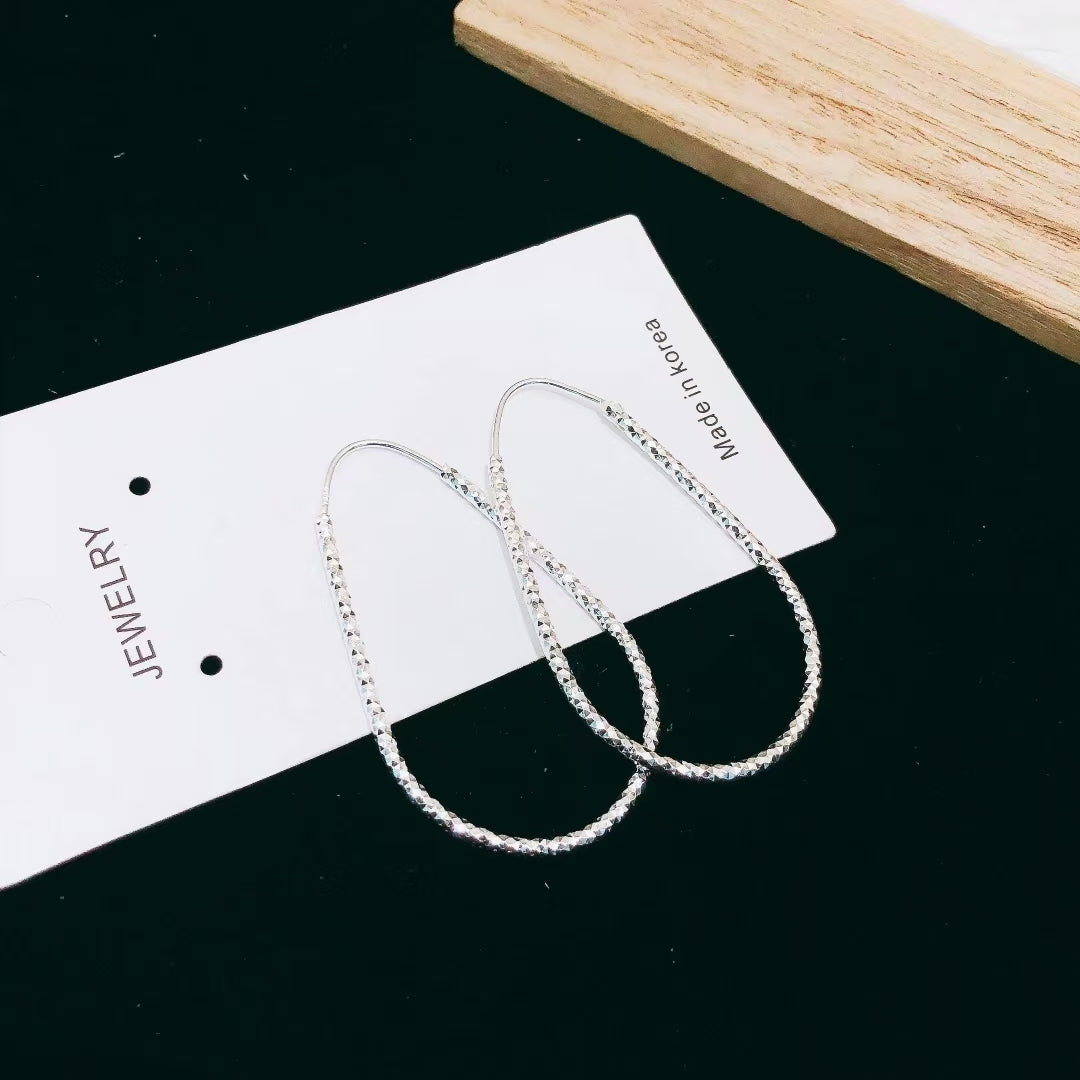 1 Pair 999 Sterling Silver Geometric Hoop Earrings, Minimalist Style, Perfect For Daily Wear And Valentine's Gift