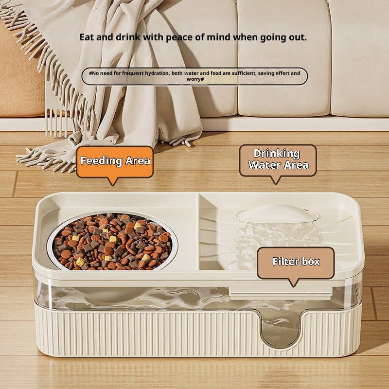 Automatic Filtration And Circulation Large-capacity Cat Feeding And Drinking Water Dispenser