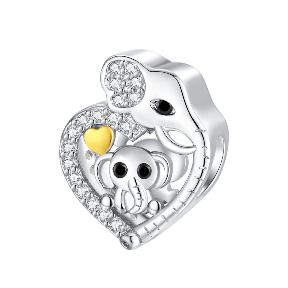 Silver-plated DIY Motherly Love Auspicious Elephant Bead Bracelet Accessories