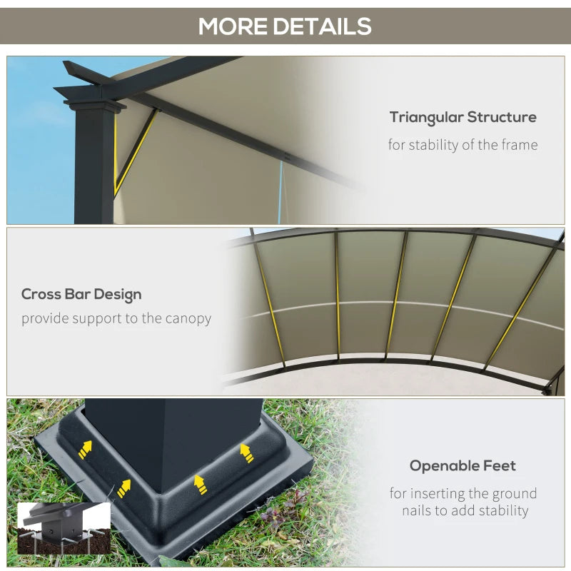 11' X 11' Outdoor Retractable Pergola Canopy For Backyard, BeigeMultiple Packages