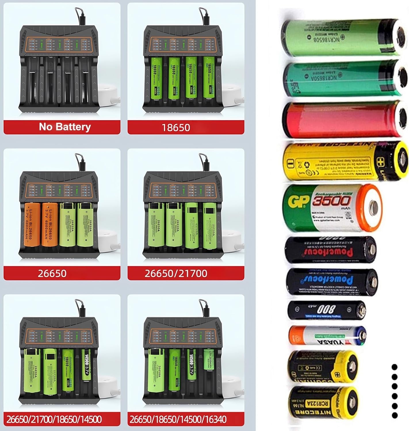 4-Slot LED Smart Battery Charger USB For Rechargeable AA AAA Nimh Battery 18650