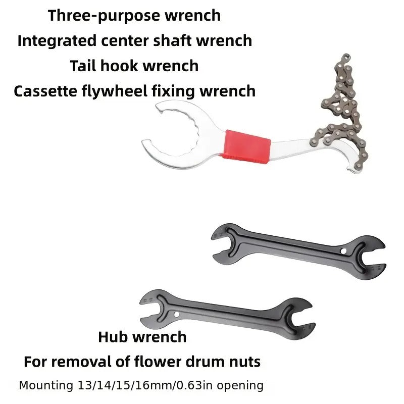 Support pan European shipping--7-in-1 Bicycle Repair Kit, Portable Bottom Bracket Removal Tool, Mountain Bike Repair Crank Chain Breaker, Spoke Wrench, Flywheel Disassembly, Repair Tool Accessories
