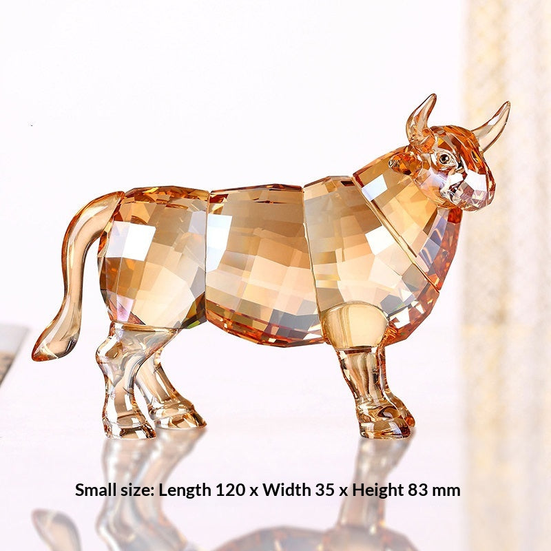 Crystal Ornament Lucky Mascot Wangcai Ox Gift Craft Decoration Piece