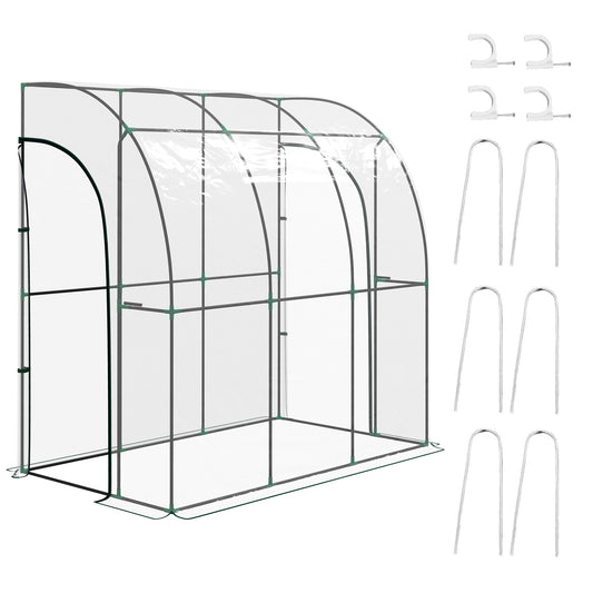 214cm X 118cm Walk-In Lean To Greenhouse, With Accessories