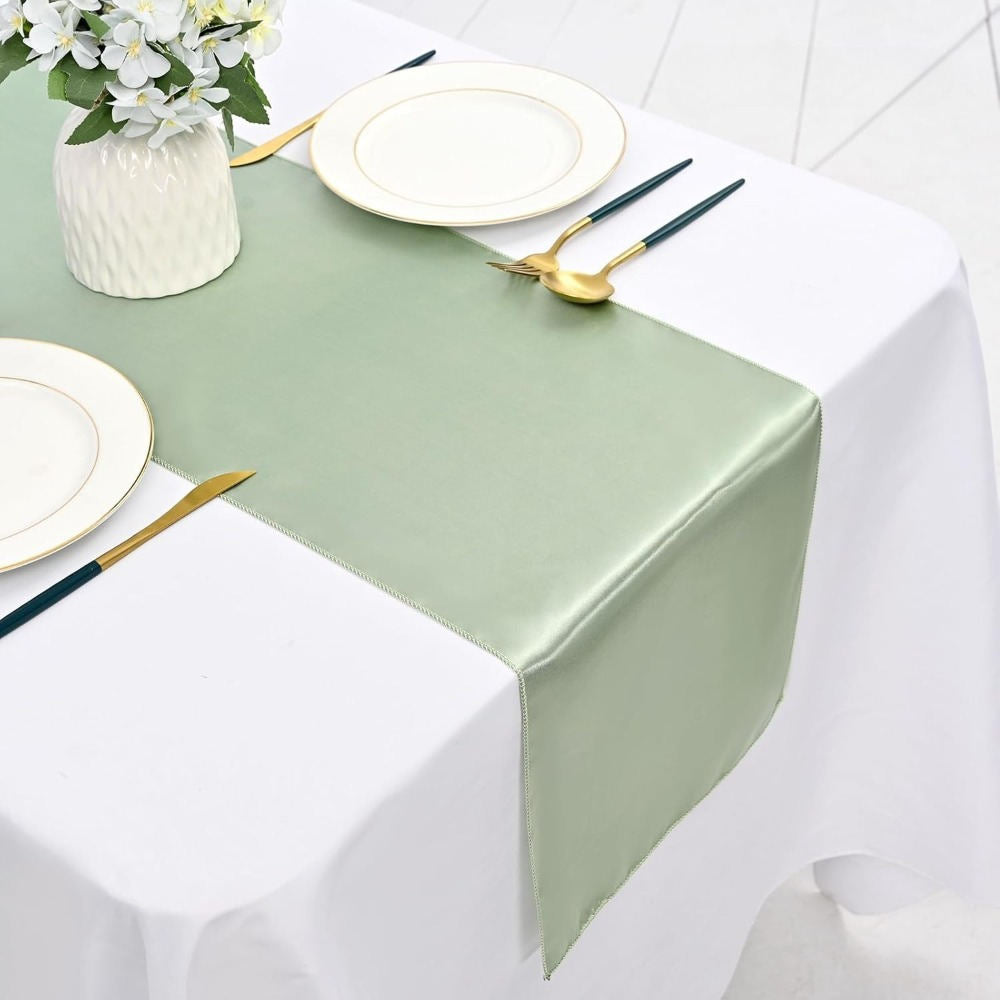 Party Decorations & Accessories – 12-Pack Table Runners, 30 X 275 Cm, Solid Sage Green, Polyester Rectangles For Weddings, Christmas, Birthday Parties, Banquets, Graduation Parties, Engagements