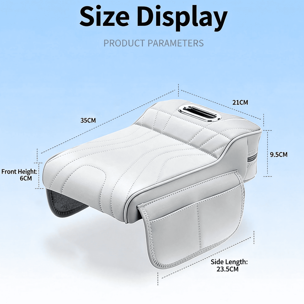 Car Center Console Armrest Cover With Tissue Box And Dual Cup Holders, Leather Armrest Cushion Pad With Side Storage Pockets, Memory Foam Car Interior Accessories, Universal Fit