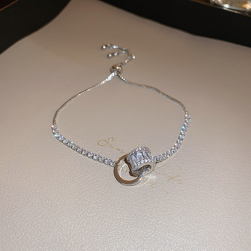18K Real Gold Plated Multicolor Oval Cubic Zirconia Slider Bracelet Premium Dainty Wristband Fashion Jewelry