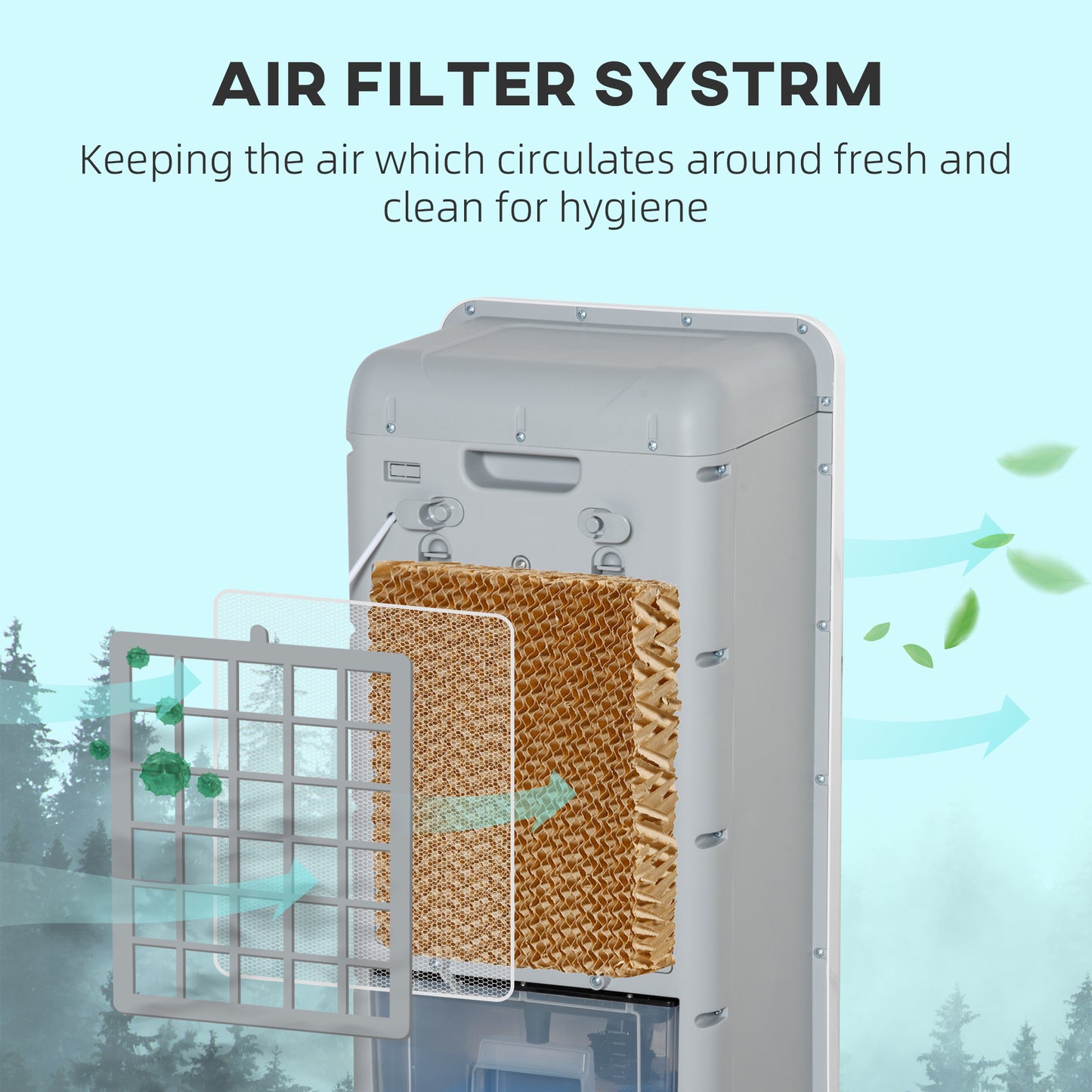3-In-1 Ice Cooling Fan, Mobile Evaporative Air Cooler with Remote, Timer, Oscillating for Home Office, Bedroom, Gray