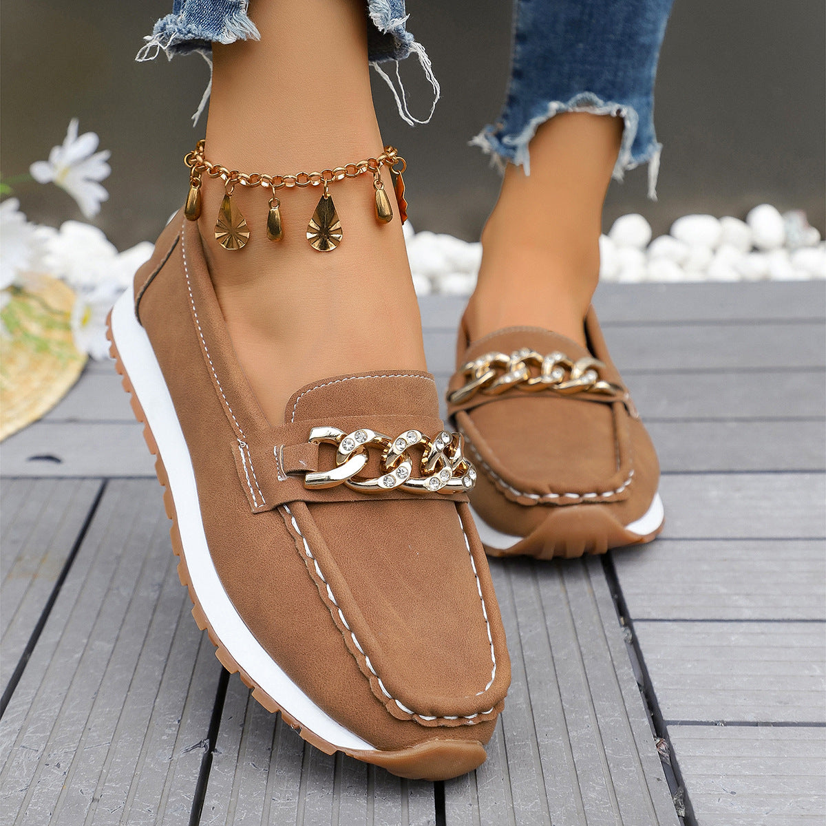 Round-toe Platform Fashion Casual Large-size Loafers For Women