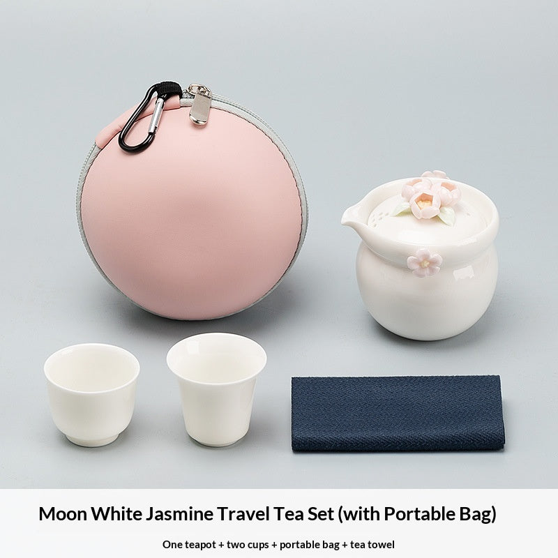 Plum Blossom F-Color Tea Cup A Portable Travel Tea Set With A Teapot And Two Cups