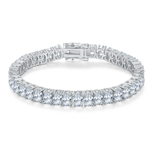 S925 Sterling Silver 6x4mm Oval Cut Moissanite Tennis Bracelet D Color VVS1 16-18-20cm GRA Certified Platinum Plated Gift Box