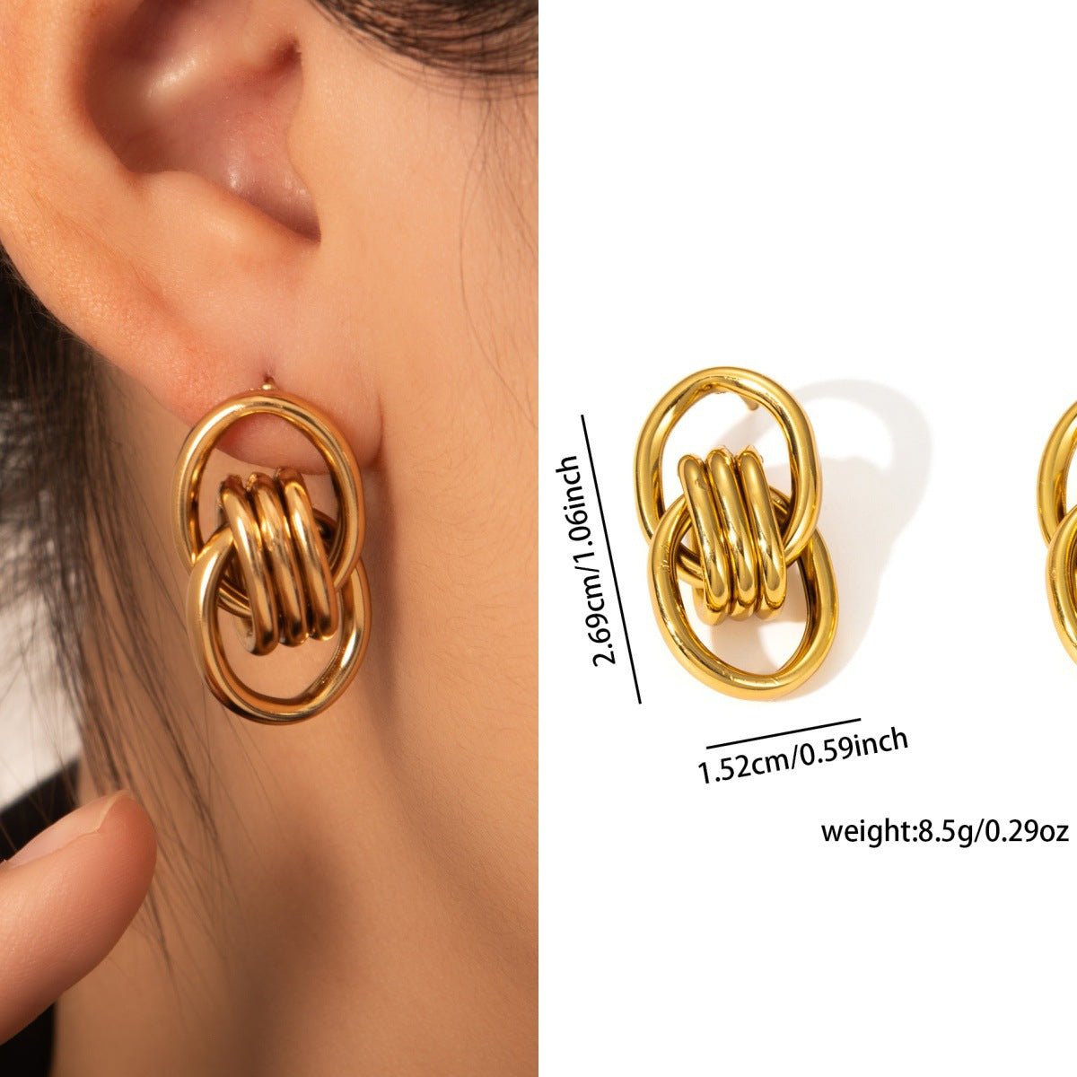 Minimal Niche Gold Titanium Steel Studs High-End Fashion Stainless Steel Earrings