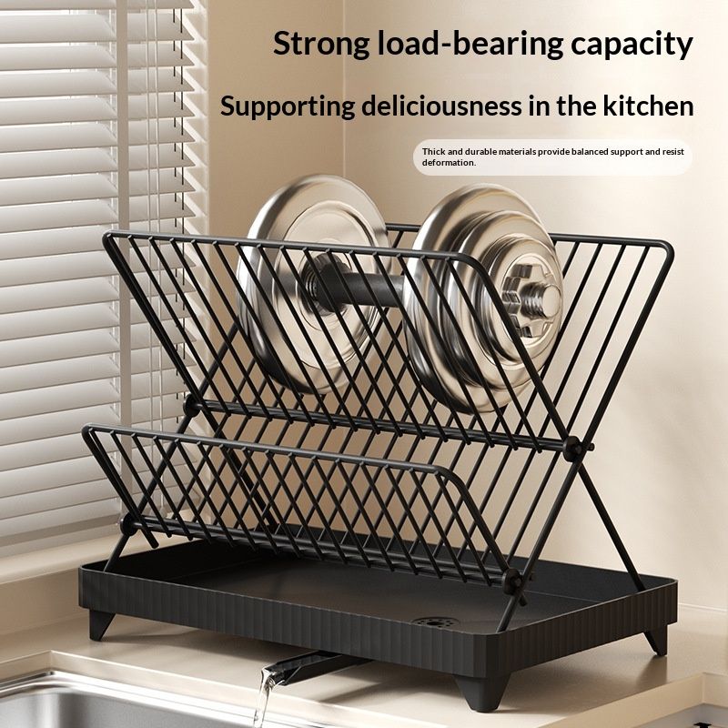Kitchen Dish Rack With Draining Function Multi-purpose Foldable Home Storage Shelf