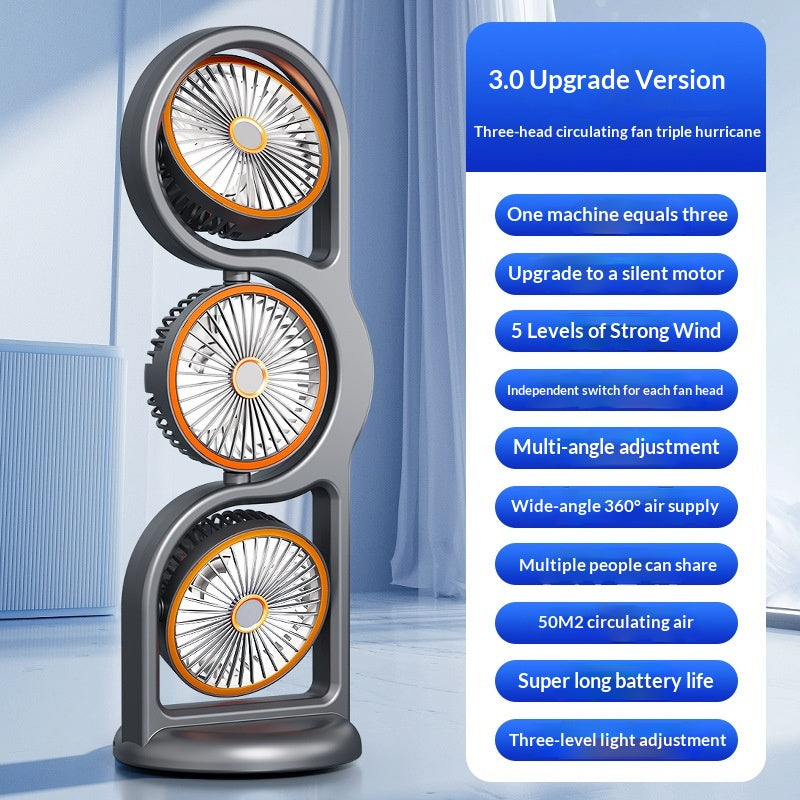 Multifunctional High-Wind-Force Three-Speed Fan With Night Light Dormitory And Outdoor Desktop Fan