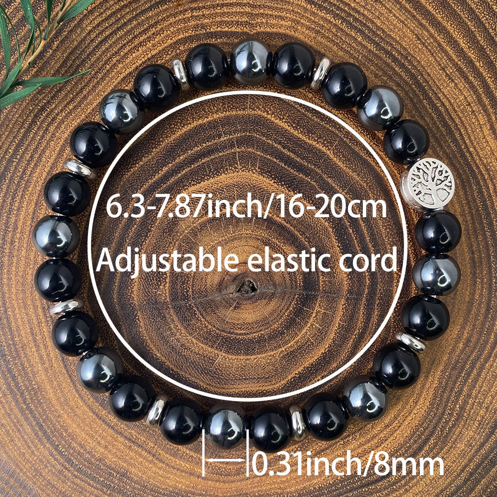 Best-selling Tree Of Life Black Tourmaline Obsidian Charm Bracelet