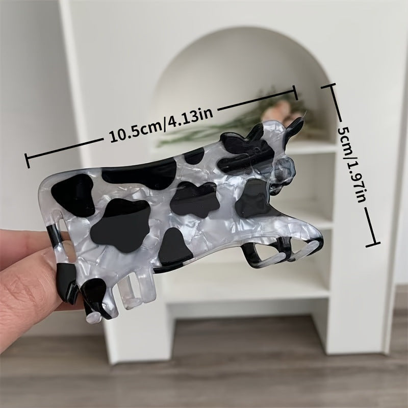Cute Cartoon Cow Hair Clip In Black And White
