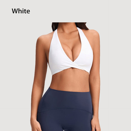 European And American Naked-Feel Yoga Wear Women's Sexy Deep V Sports Yoga Bra Cross-Back Fitness Underwear