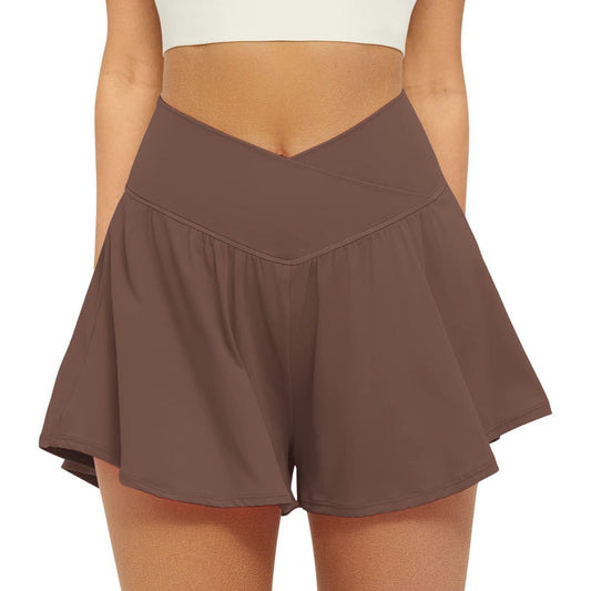Tennis Skirt-Shorts, V-Waist Slimming, High-Waist, Breathable, Quick-Dry Sports Shorts For Women, Loose Fit For Running And Fitness