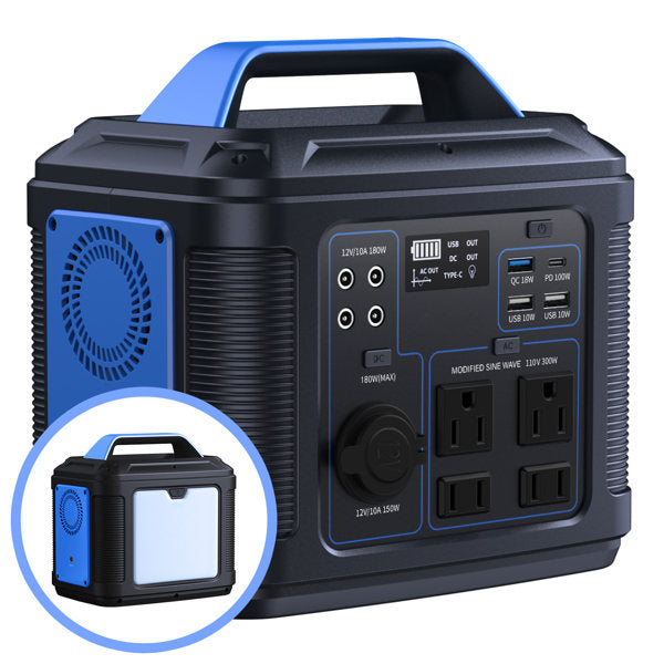 300W Portable Power Station, 296Wh 80000mAh Lithium Battery Generator Solar For Outdoor Camping RV Home,Power Supply