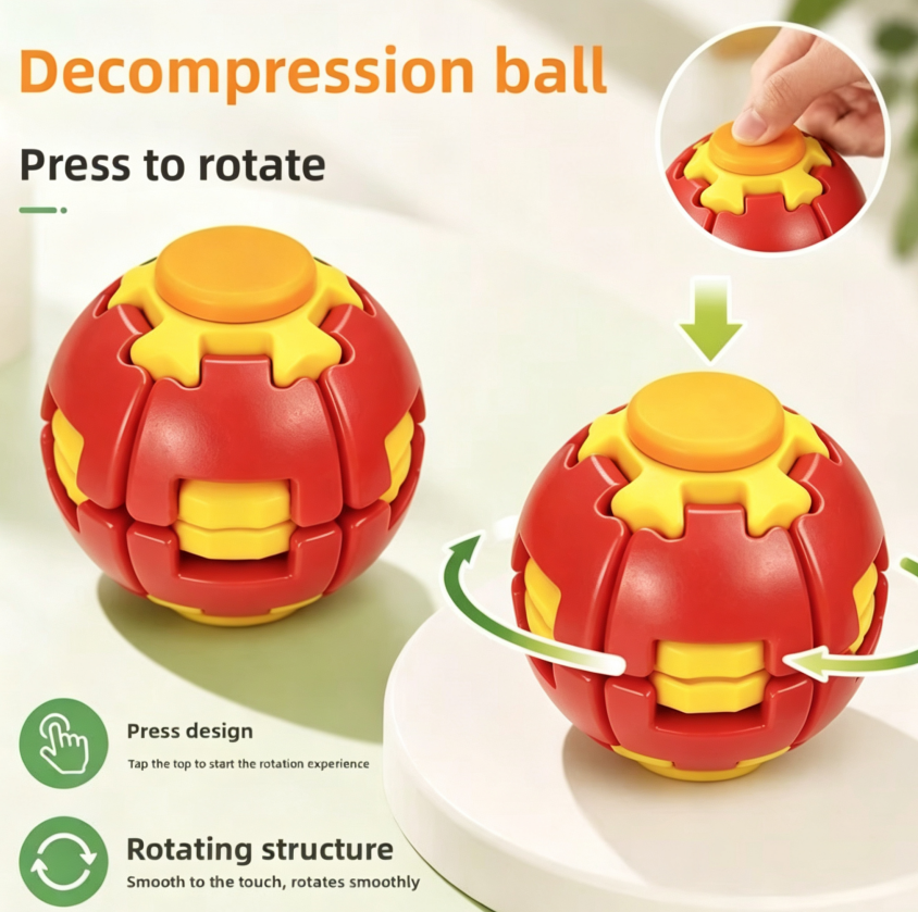 HelixCore Spiral Rotating Fidget Ball, 3D Printed Finger Spinning Stress Relief Fidget Spinner, Hand Grip Strength Training Squeeze Toy, Ideal Holiday Gift For Kids & Adults