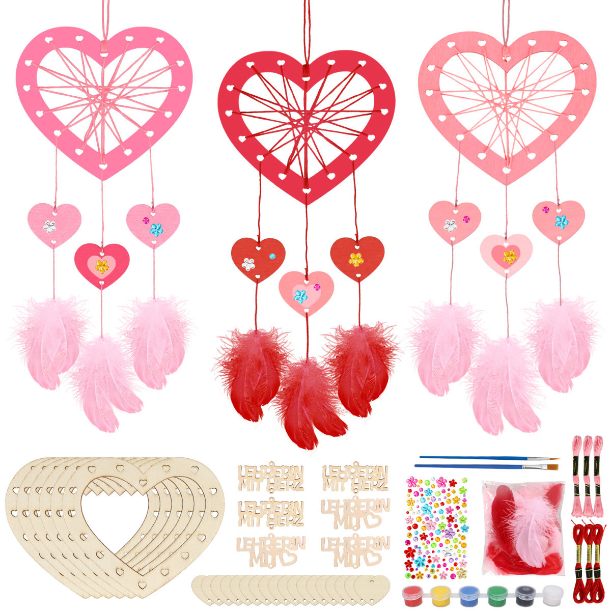 Dreamcatcher Gift For Teachers - Craft Kit With A Pointed Brush And 6 Wooden Discs For Party Decorations