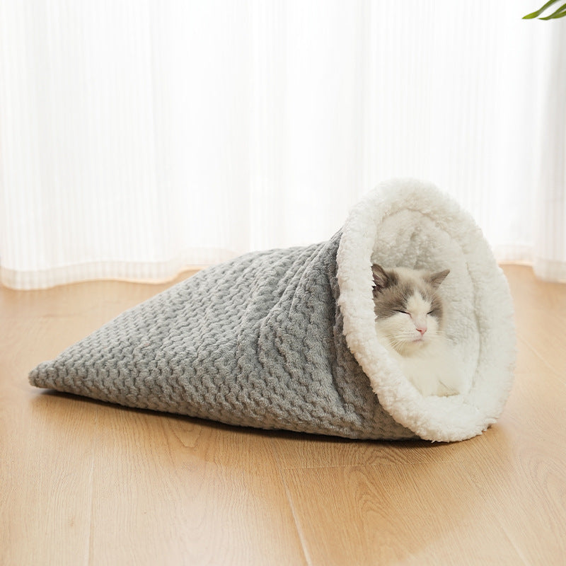 Pet Bed Winter Fleece-Lined Warm Cat Bed