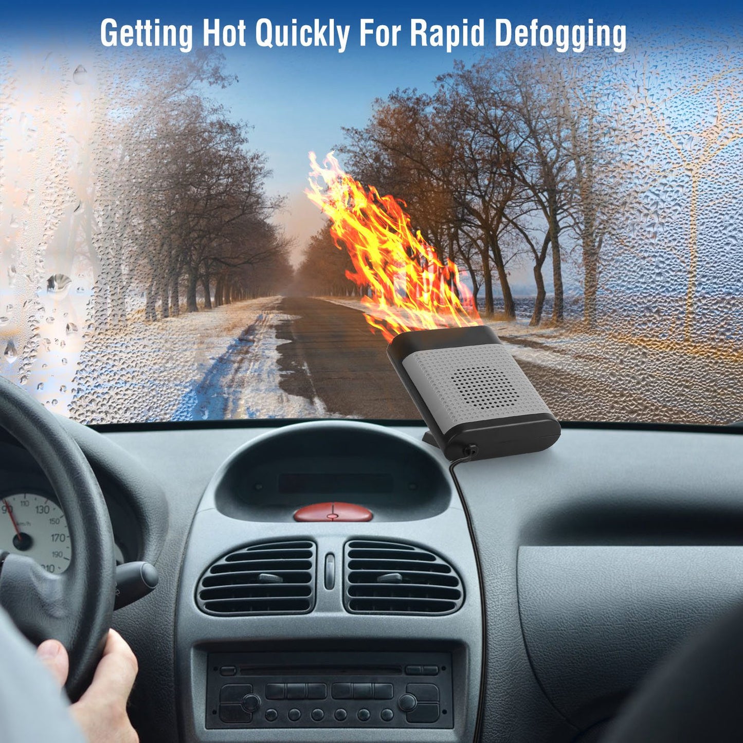 24V 200W Or 12V 150W Portable Car Heater Heating Fan 2 In 1 Defroster Defogger Demister Windshield Heater Automotive Cooling Fan With 360 Degree Rotating Base