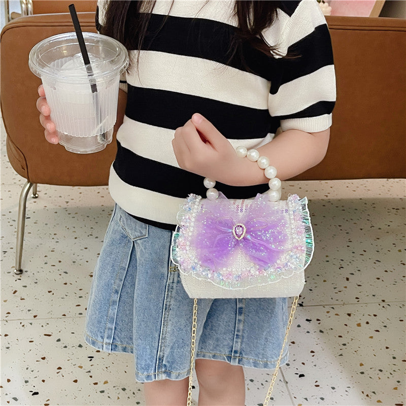 Childrens Bag Summer Fashion Crossbody Bag, Girls Pearl-handled Tote