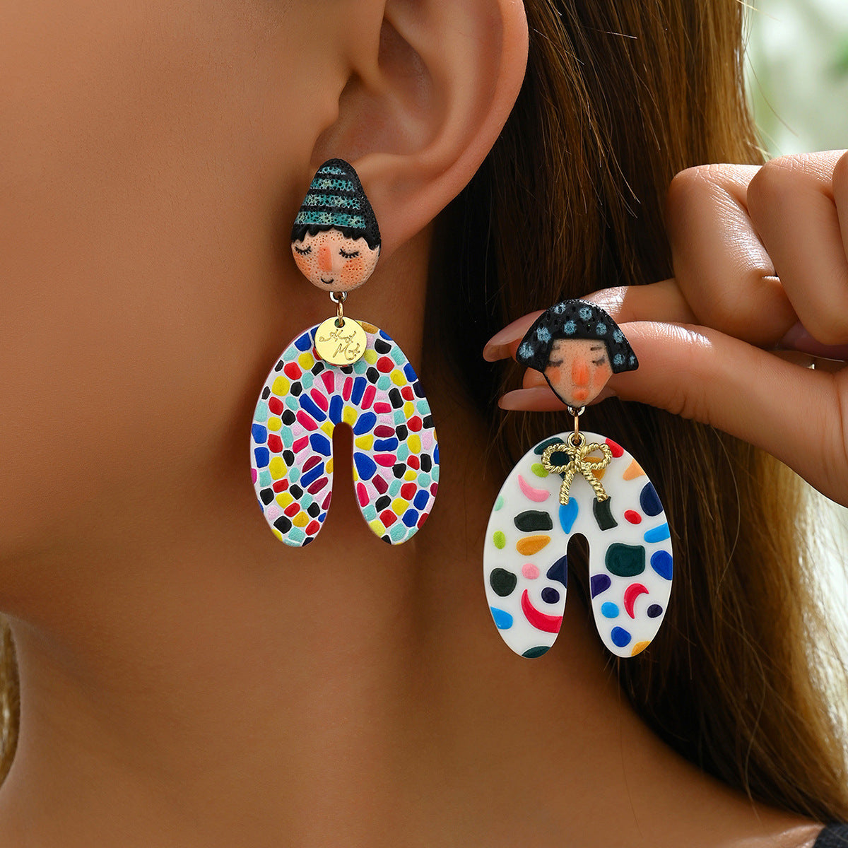 New Arrival Cross-Border Cartoon Character Earrings For Men Women, Original Unique Indian Doll Stud Earrings, Unisex Niche Ear Jewelry
