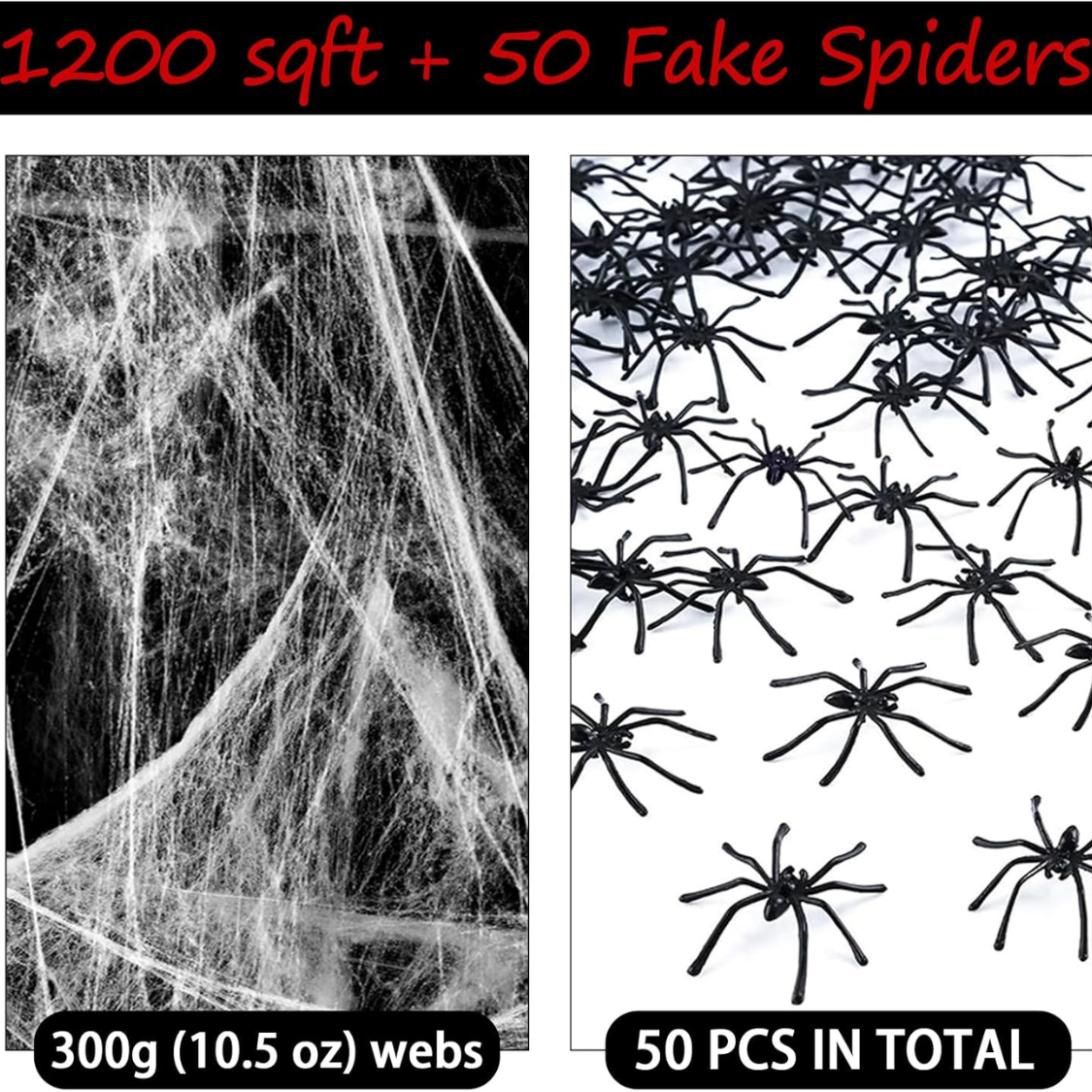 Spider Webs And 50pcs Fake Spiders Super Stretch Cobwebs Party Decorate For Halloween Theme Indoor And Outdoor Decoration