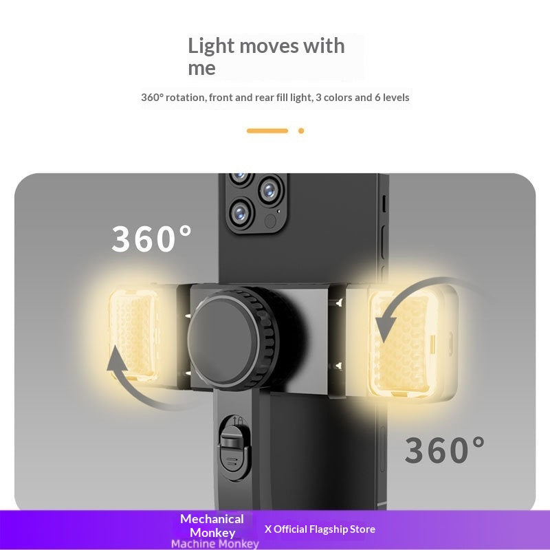 Handheld Gimbal Stabilizer With Dual Fill Lights Selfie Stick Single-Axis Stabilizer Smart Holder