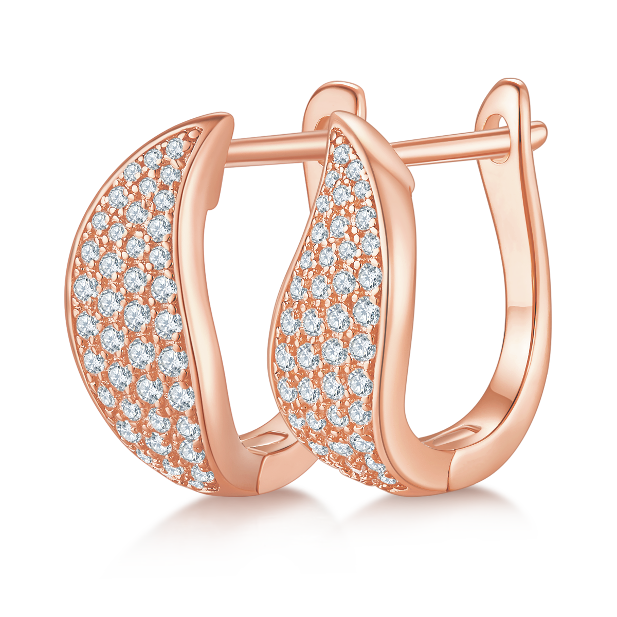 S925 Sterling Silver 82pcs Moissanite Crescent Huggie Hoop Earrings 16.5mm Platinum Plated GRA Certified Hypoallergenic Gift Box