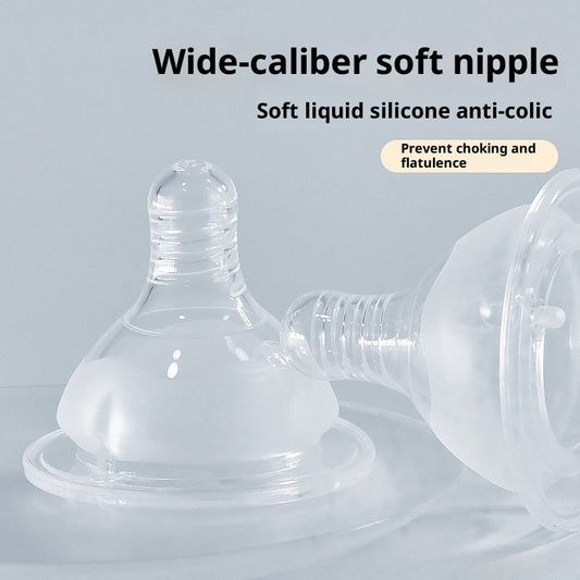 Newborn Baby Wide Mouth Feeding Bottle Liquid Silicone Nipple
