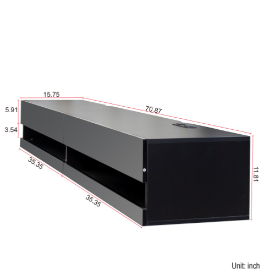 180 Wall Mounted Floating 80 TV Stand With 20 Color LEDs And Charging Station