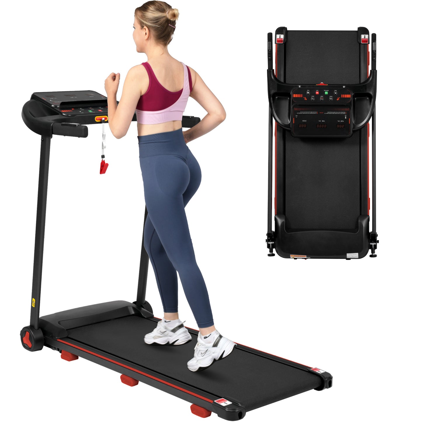 Treadmill For Home, Treadmill Foldable With Incline 8 , Treadmills Quiet Up To 14km H With Large Running Surface, 3.0 HP Treadmill For Home With LED Display & Bluetooth, Max Load 120KG