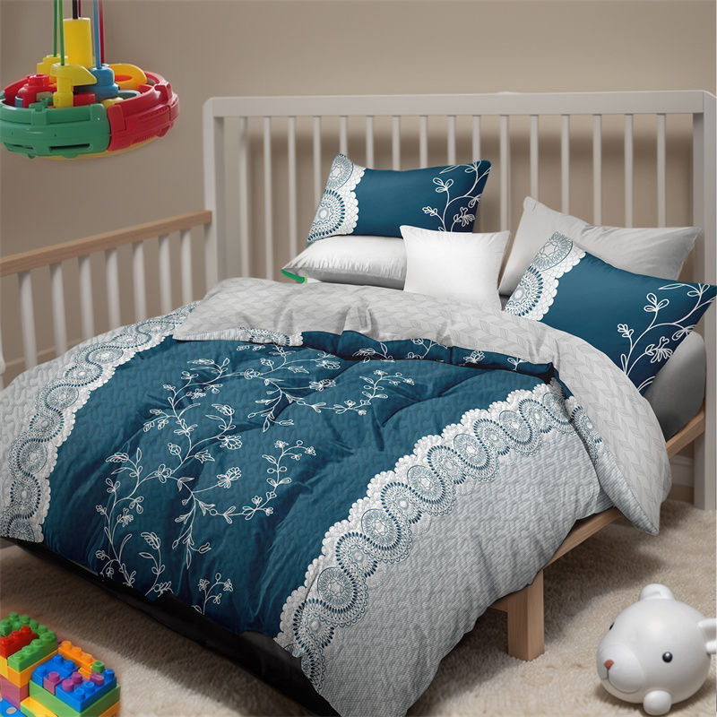 Teal Floral 3-Piece Quilt Set With 2 Matching Pillow Shams, 130 GSM Microfiber Designer Bedspread, Easy-Care Pet-Friendly Bedding