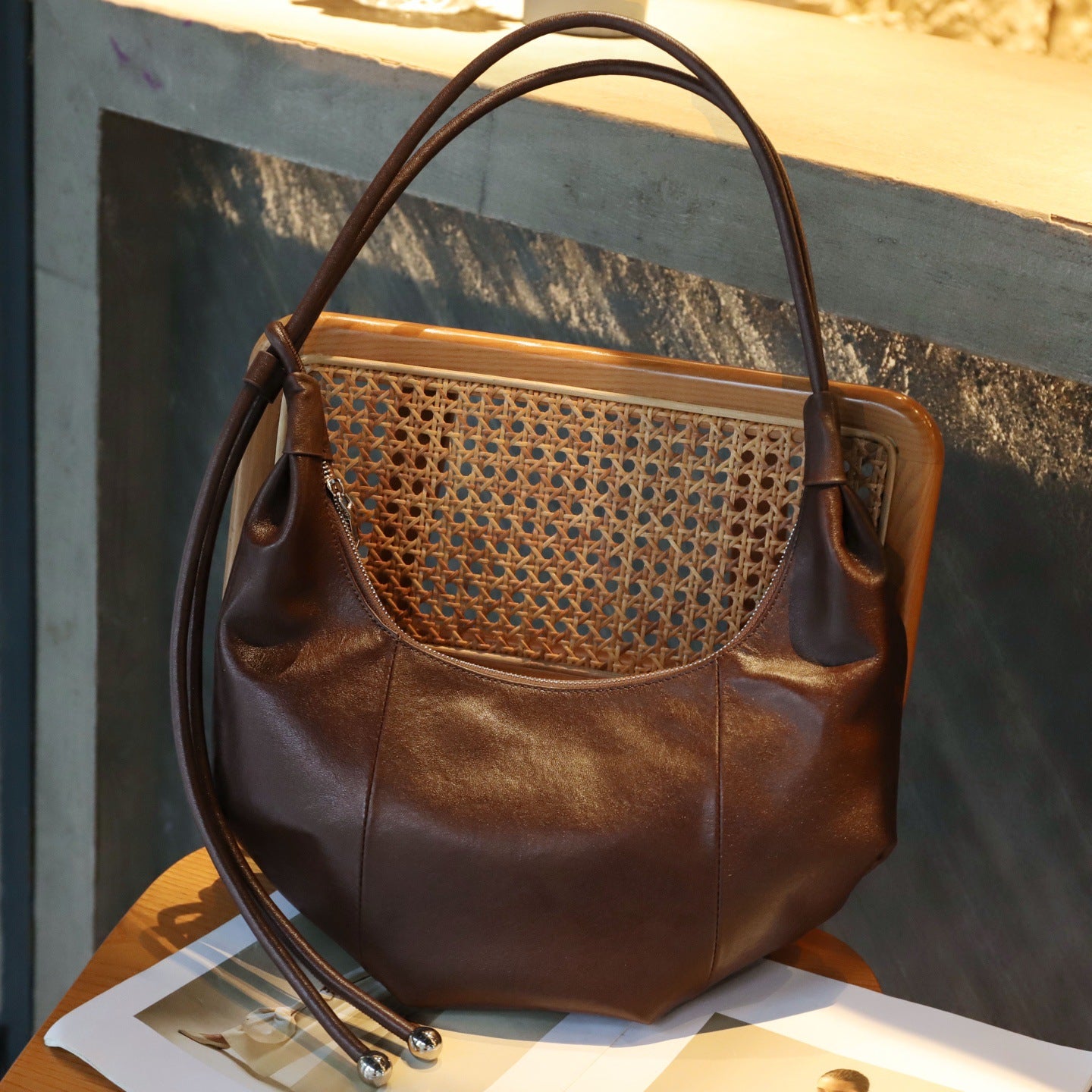 Top-grain Cowhide Leather Croissant Bag, New Autumn And Winter Retro Fashion Shoulder And Crossbody Genuine Leather Bag, High-look Dumpling Bag