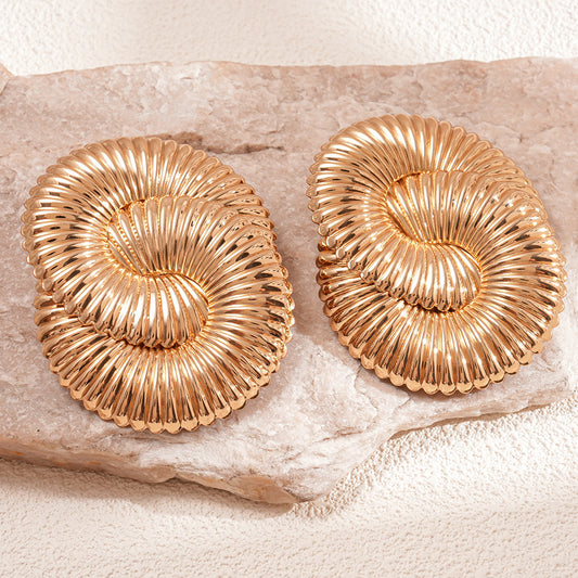 Crinkled Texture Leaf Earrings - Bold Exaggerated Irregular Studs, Unique Fashion Statement Jewelry