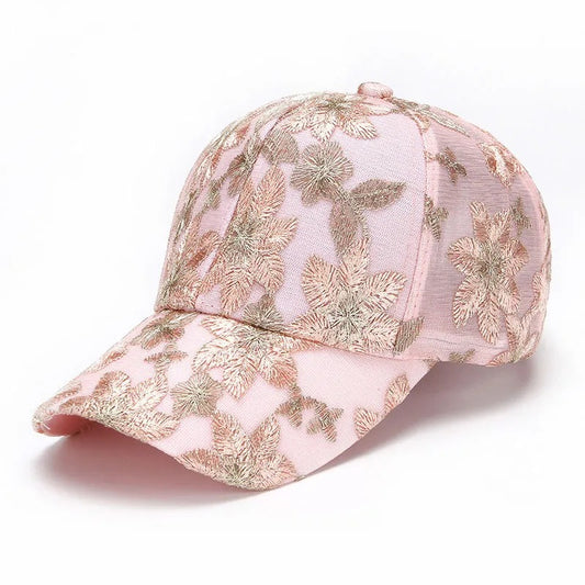 Women's Breathable Net-silk Embroidered Floral Fashion Retro-style Baseball Cap, Suitable For Spring And Summer Outdoor Sun Protection, Daily Commuting Outfits.