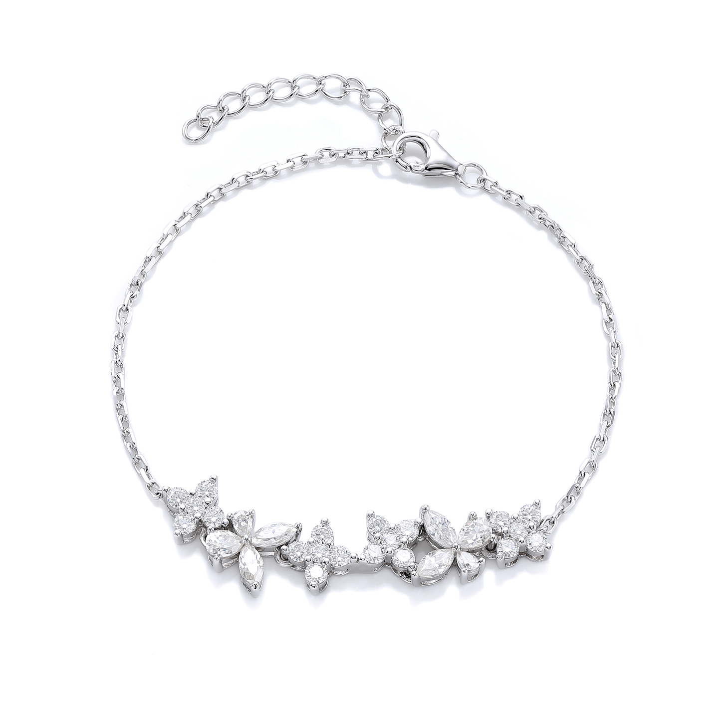 S925 Sterling Silver Lab-Grown Gemstone Butterfly Bracelet 16cm Blue P Ink Moissanite Platinum Plated Fashion Gift Box