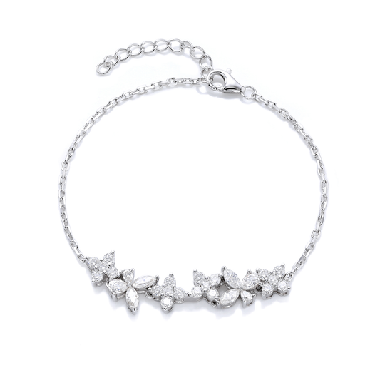 S925 Sterling Silver Lab-Grown Gemstone Butterfly Bracelet 16cm Blue P Ink Moissanite Platinum Plated Fashion Gift Box