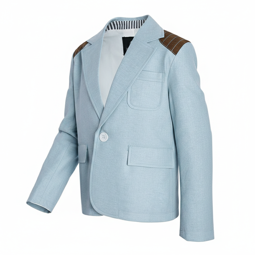 Boys  Vintage Casual Smart Jacket Light Blue Cotton Blazer Everyday Wear 3-7Y