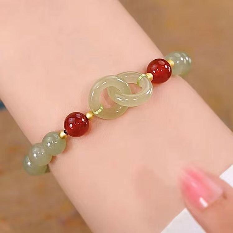 Interlocking Chinese Style Bracelet For Women Ins Niche Design Heart Safety Buckle Bracelet High-End Bestie Gift