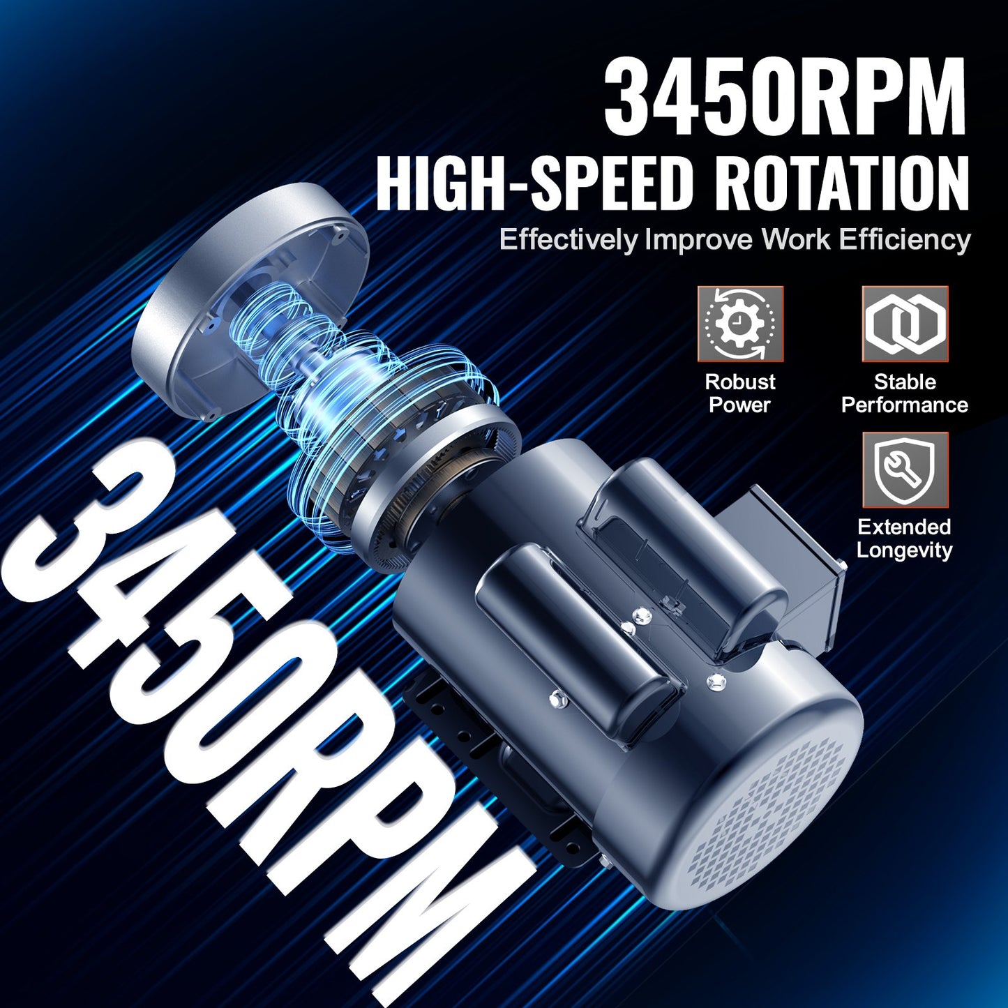 1.5HP Electric Motor 3450 Rpm, AC 115V/230V, 56C Frame, Air Compressor Motor Single Phase, 5/8' Keyed Shaft, CW/CCW Rotation For Agricultural Machinery And General Equipment