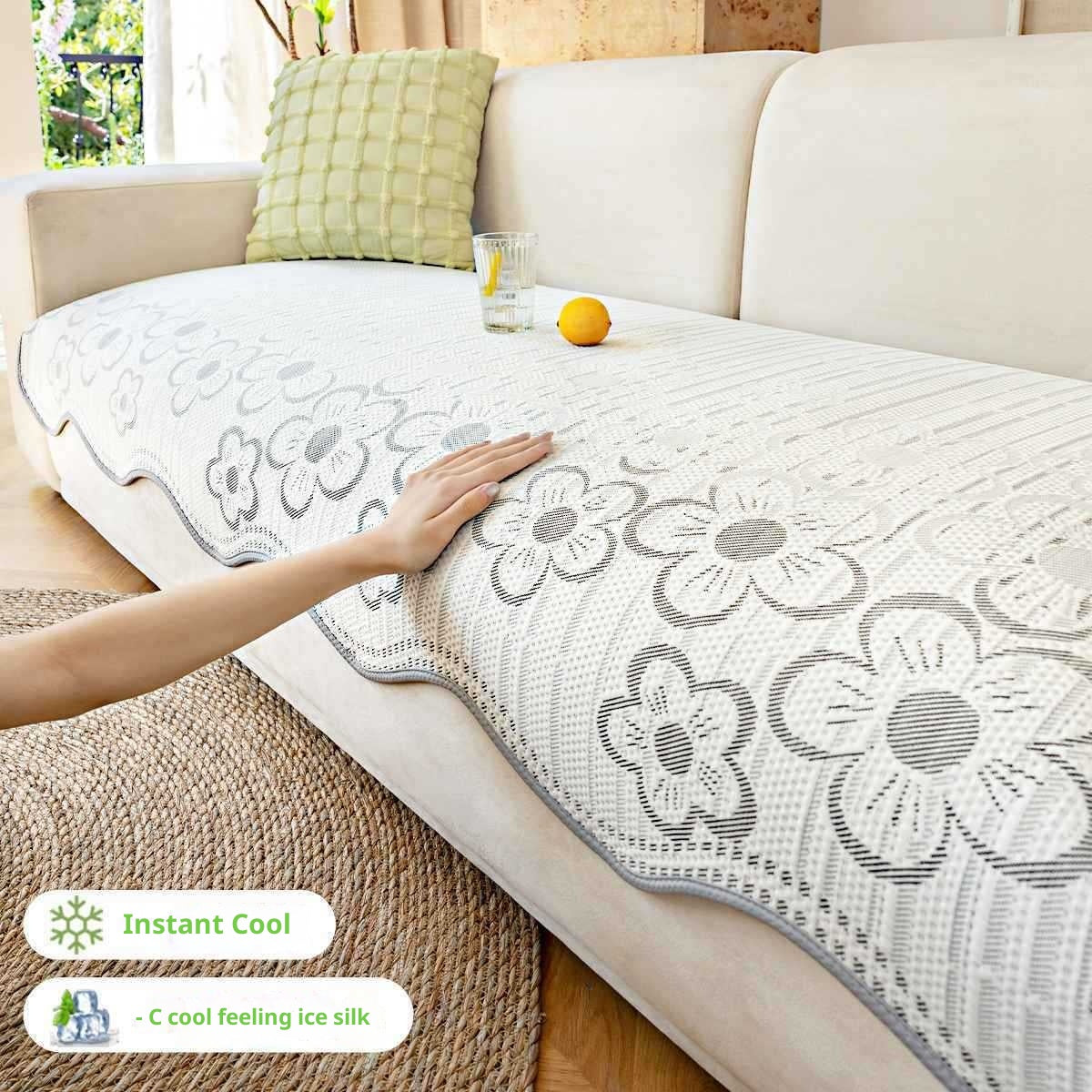 One-piece Ice-silk Cooling Seat Cushion With Non-slip Design