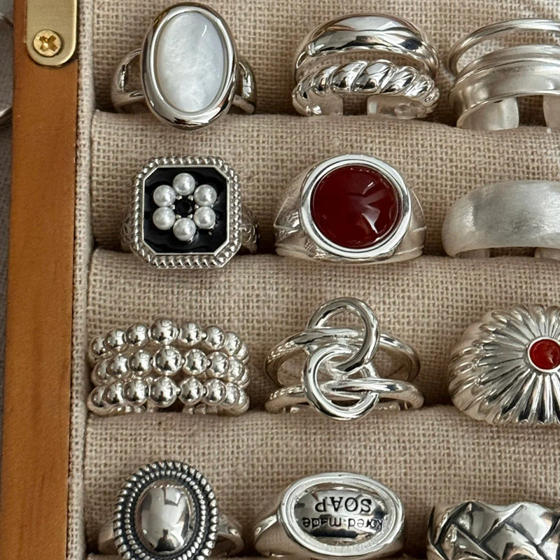 Retro Heavy Industry Simple Ring Women's Color-free Niche Design High-grade Light Luxury All-match Opening New Products Wholesale Jewelry