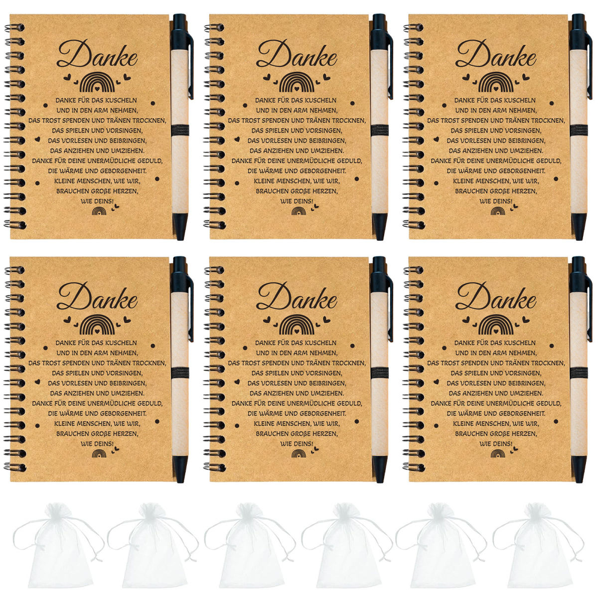 Teacher Thanksgiving Gift Set: 12 "Schön Dass Du Da Bist" Power Cards With 6 Notebooks, Pens & Organizer Party Accessories Set