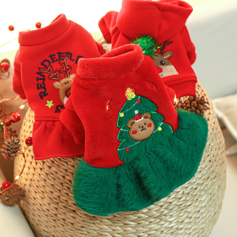 Pet Dog And Cat Clothing Festive Red Outfits