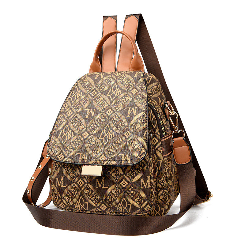 Korean-style Fashionable Solid-color Womens Casual Backpack